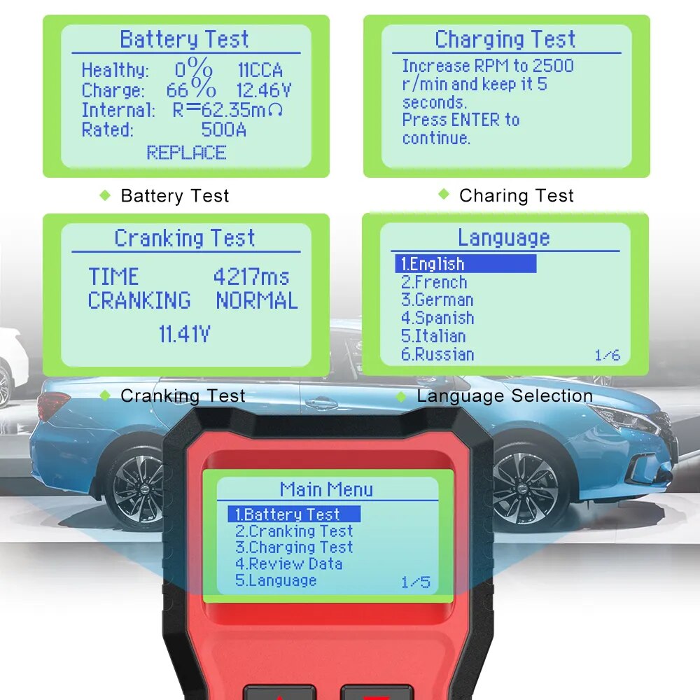 ANCEL BST100 Car Battery Tester 12V 220Ah 2000CCA Multilingual Battery Test Tool for the Car Cranking Charging Test PK BM550